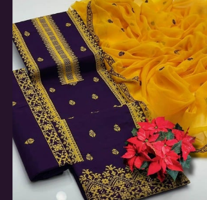 Royal Purple & Sunshine Yellow Embroidered Women’s Suit