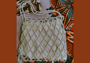Elegant Pearl Beaded Handbag – White