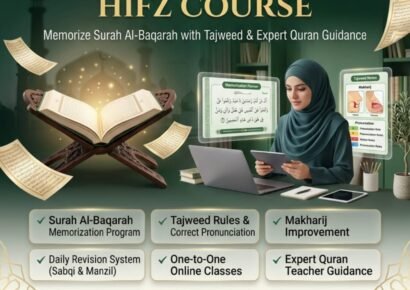 Surah Al-Baqarah Hifz Course online with Quran memorization, Tajweed, Makharij, guided recitation, and regular revision