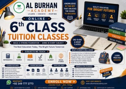 6th Class Tuition Classes Online at Al Burhan Academy