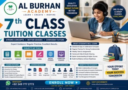 7th class tuition classes online at Al Burhan Academy