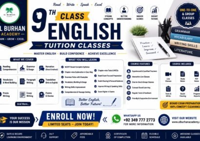 9th Class English Online Tuition Classes at Al Burhan Academy