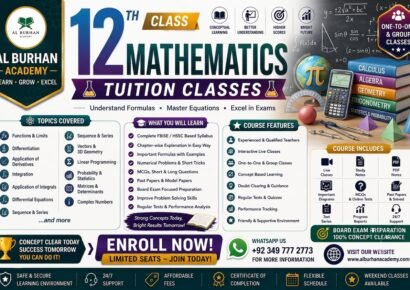 12th Class Mathematics Online Tuition at Al Burhan Academy