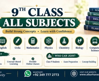 9th Class All Subjects online tuition at Al Burhan Academy